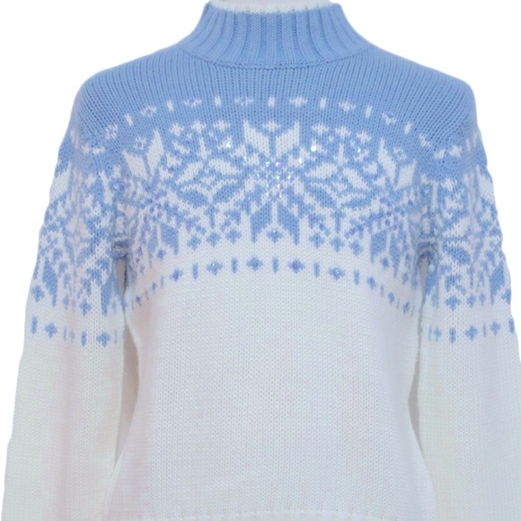 Snowflake Sparkly Knit Pullover Sweater Size L - Picture 1 of 5